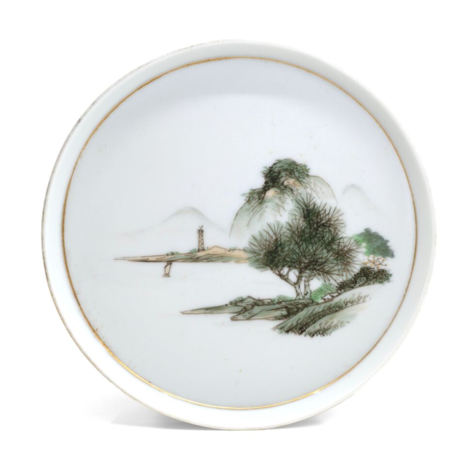 ROC scenery painting teapot plate