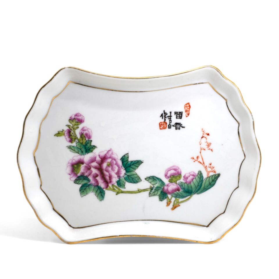 7.80s flower decor teapot plate